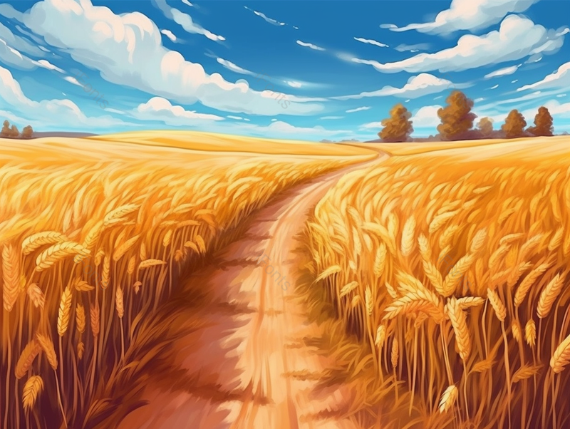 自然风光芒种金色麦田插画农作物植物背景,插画/手绘图,插画/手绘图库,插画/手绘图下载,插画/手绘